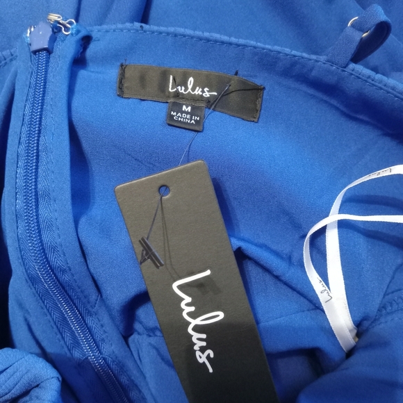 Lulus Cascading Crush Cobalt Blue Tiered Bustier Midi Dress Size M - Picture 10 of 12